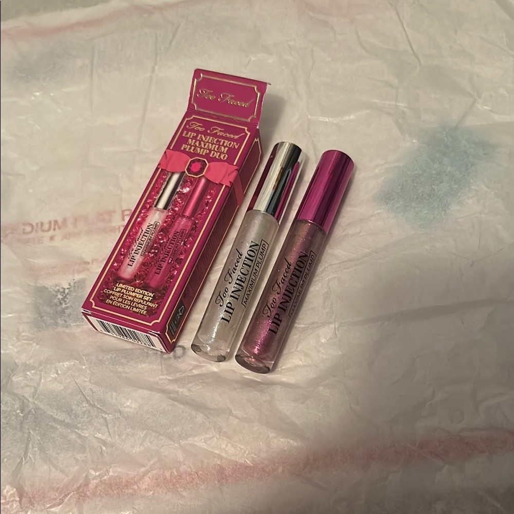 Too Faced Lip Injection Power Plumping Lip Gloss Duo - Pink and Silver